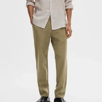 Men's Rise Linen Pants, Beige Shade