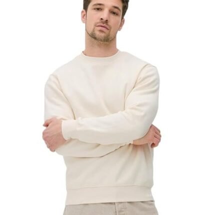 Men's Rich Cotton Crew Neck Sweatshirt, White