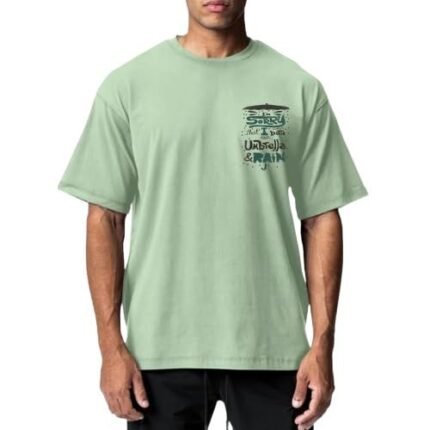 Men's Oversized Graphic T-Shirt, Olive Green