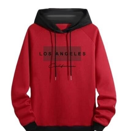 Regular Fit Printed Hoodie for Men, Red/Black