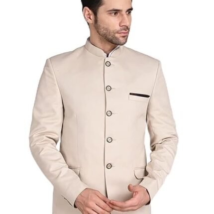 Men's Single Breasted Linen Slim Fit Blazer, Beige