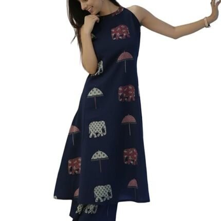 Pure Cotton Kurta Pant Set with Dupatta for Women, Blue