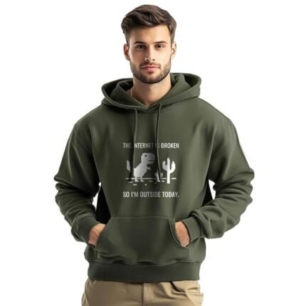 Printed Hoodies for Man, Olive Green