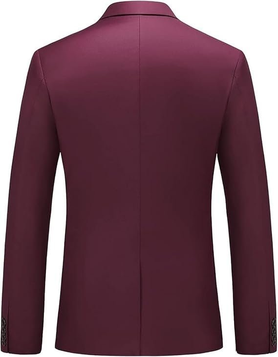 Men's Stylish Party Casual Breasted Blazer, Wine - Image 2