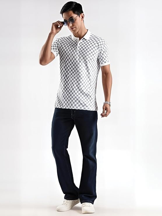 Men's Polo Printed T-Shirt, White - Image 3
