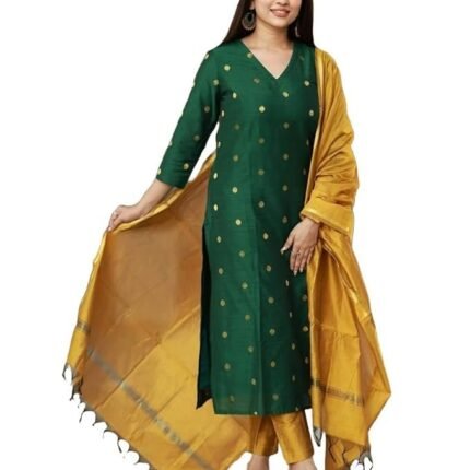 Women's 3 Piece Kurta Pant Dupatta Set, Green