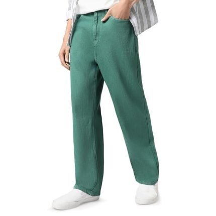 Men's Loose Mid Rise Baggy Jeans - Dark Green