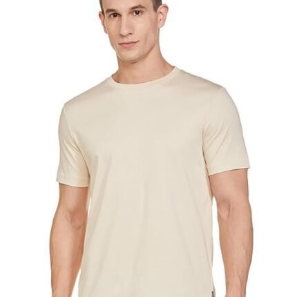 Men's Super Soft Round Neck Solid T-Shirt, Cream