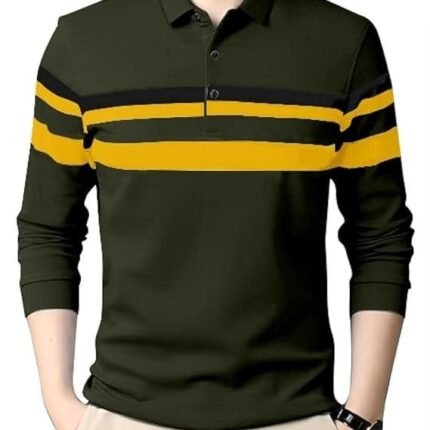 Men's Polo T-Shirt Full Sleeves, Black/Yellow