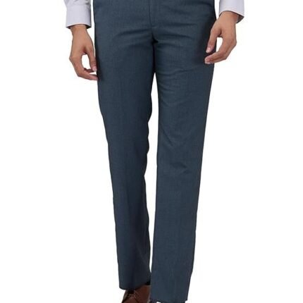 Men's Solid Pattern Formal Trouser, Blue