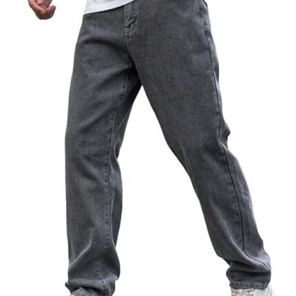 Mens Regular Fit Mide Rise Jeans - Light Grey