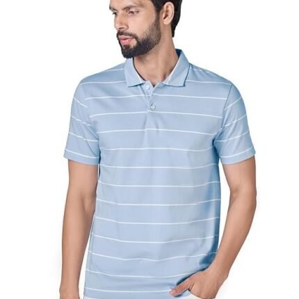 Men's Stripe Cotton T-Shirt, Light Blue
