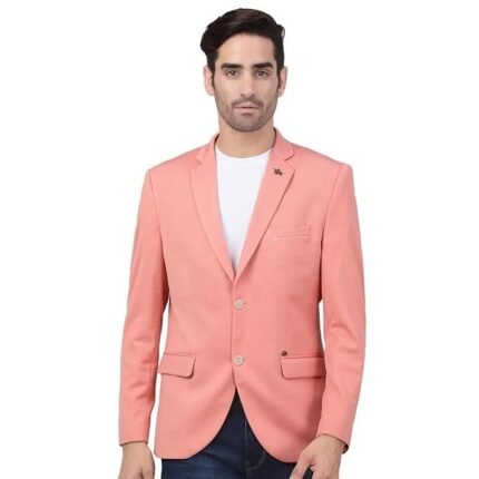 Design Full Sleeves Notch Lapel Casual Blazer, Peach
