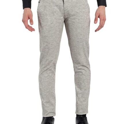 Men's Slim Fit Mid Rise Trouser, Light Grey