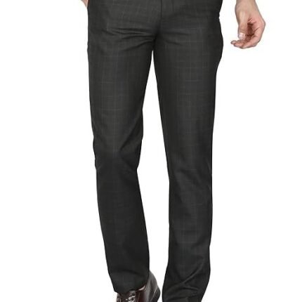 Men's Checkered Formal Trousers, Black