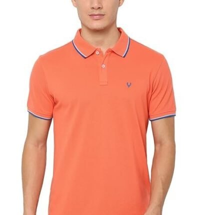 Men's Solid Regular Fit Polo, Orange