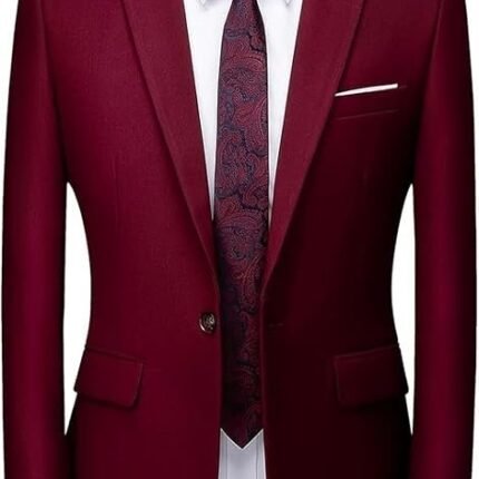 Men's Stylish Party Casual Breasted Blazer, Wine