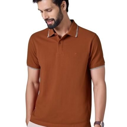Men's Solid Cotton Polo T-Shirt, Brown