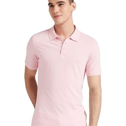 Men's Cotton Rich Solid Polo T-Shirt, Pink