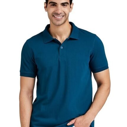 Men's Cotton Rich Solid Polo T-Shirt, Blue