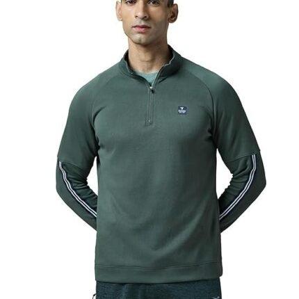 Men's Slim Fit Mock Neck Sweatshirt with Elasto Plus, Green