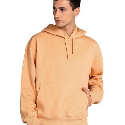 Men's Solid Oversized Hoodie, Orange