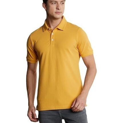 Men's Cotton Stretch Solid Polo T-Shirt, Yellow