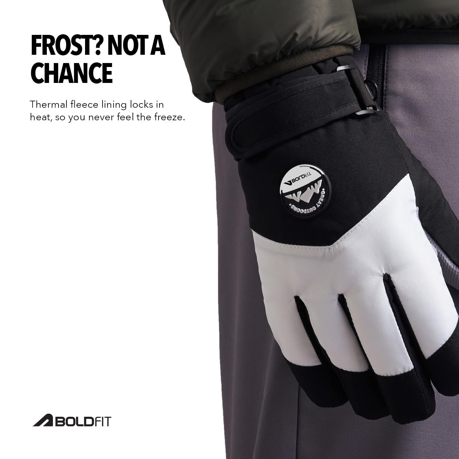 Unisex Winter Ski Gloves - Black - Image 3