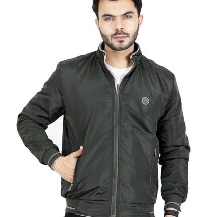 Full Sleeves Bomber Jacket for Men, Olive Green