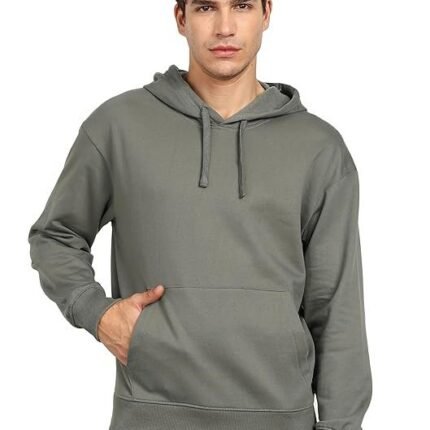 Men's Solid Oversized Hoodie, Sage Grey