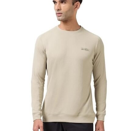 Men's Crew Neck Full Sleeve T-Shirt, Beige