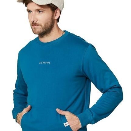 Men Crew Neck Sweatshirt, Teal Green
