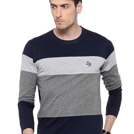 Men's Cotton Regular Fit T-Shirt, Grey/Black