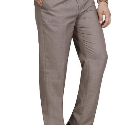 Men's Solid Formal Trousers, Light Beige