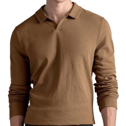 Men's Full Sleeve Polo T-Shirt, Brown