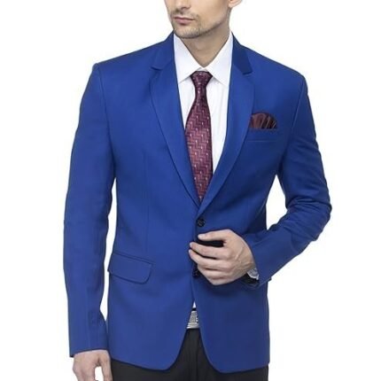 Men's Slim Fit Notched Lapel Single Breasted Solid Blazer, Royal Blue