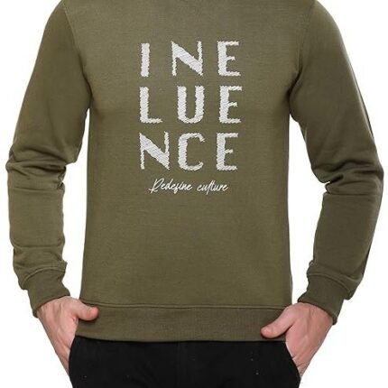 Men's Cotton Round Neck Printed Sweatshirts, Dark Grey