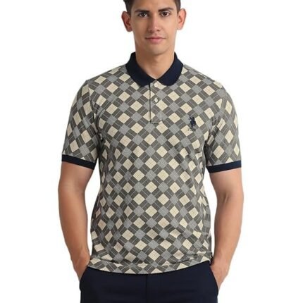 Men's Cotton Slim Fit Polo Shirt, Grey/Cream