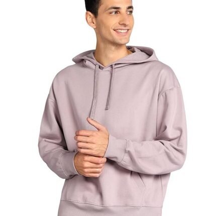 Men's Solid Oversized Hoodie, Light Purple