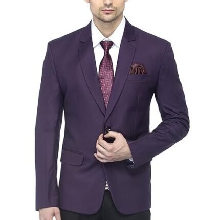 Men's Slim Fit Notched Lapel Single Breasted Solid Blazer, Dark Purple