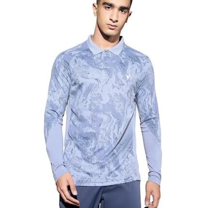 Men's Full Sleeve Polo Neck T-Shirt, Sky Blue
