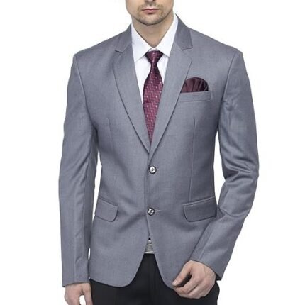 Men's Slim Fit Notched Lapel Single Breasted Solid Blazer, Grey